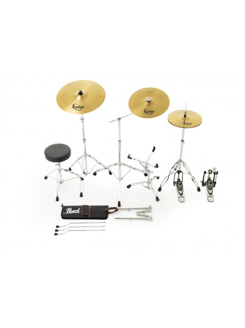 Pearl Roadshow dobszerelés 6 db-os állványzattal és Sabian Solar cintányérokkal RS505BC/C743